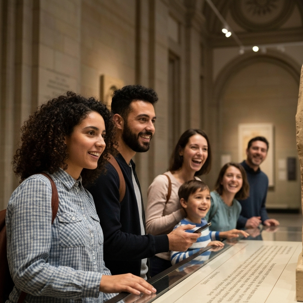 Menschen entdecken Museumsexponate